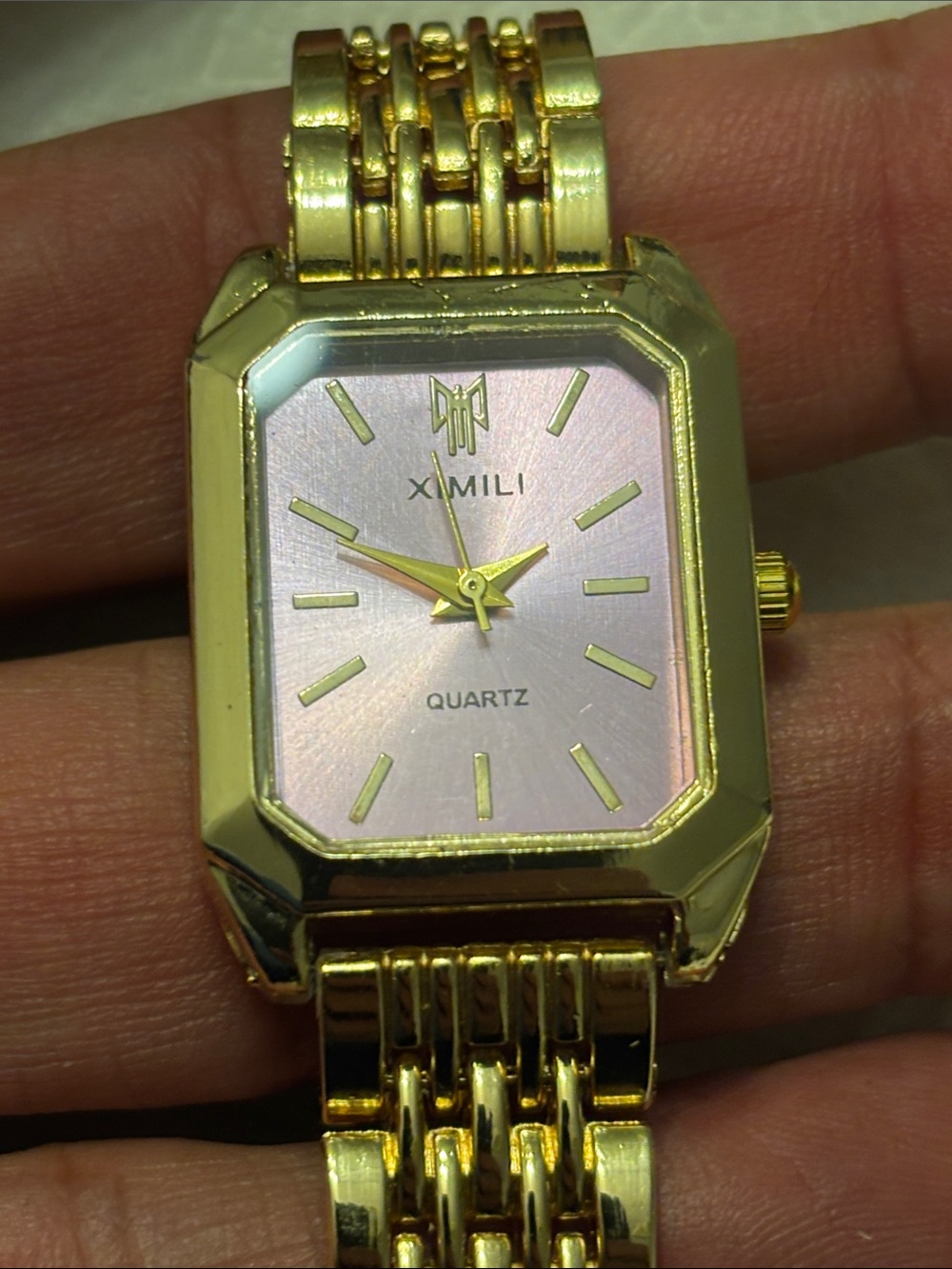 Gold-Tone Women's Bracelet Watch with Pink Dial
